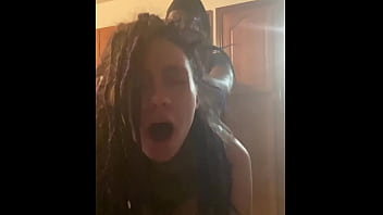 A stunning Latina with dreadlocks experiences intense anal pleasure while bent over a kitchen counter